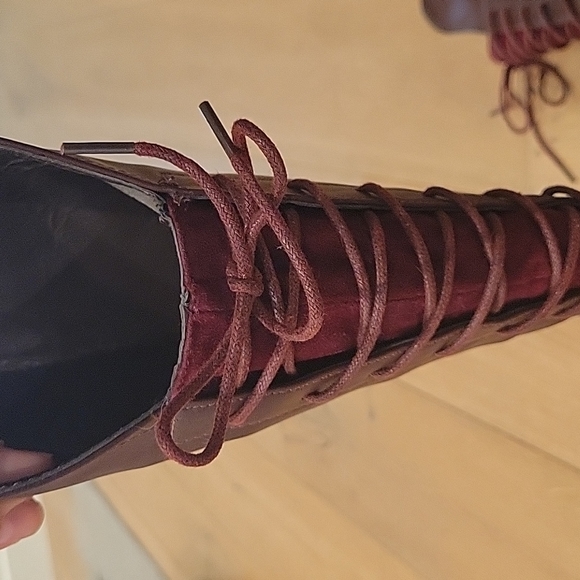 Bucco RIMALINE knee high Boots Lace up back burgundy maroon*Excellent! - Picture 7 of 14